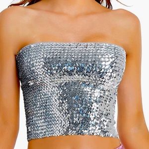 Silver sequin Tube Top